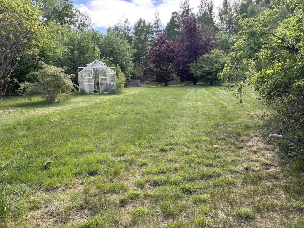 Så här ser det ut när Mammotion Luba 2 hunnit klippa en del av gräsmattan